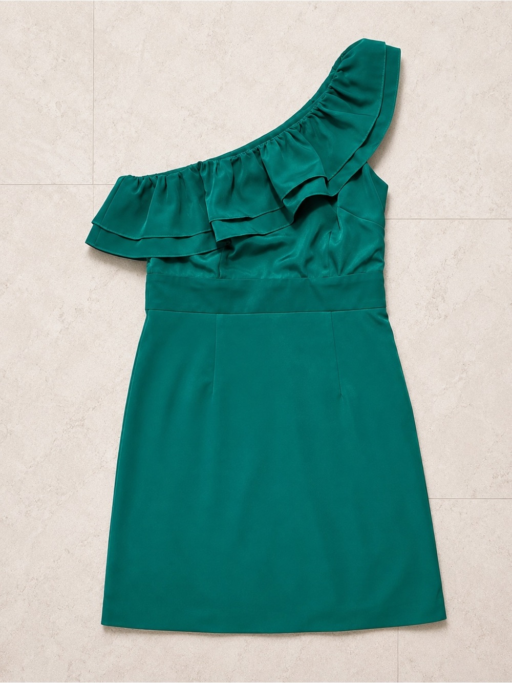 Asymmetrical Ruffle One-Shoulder Dress in Teal